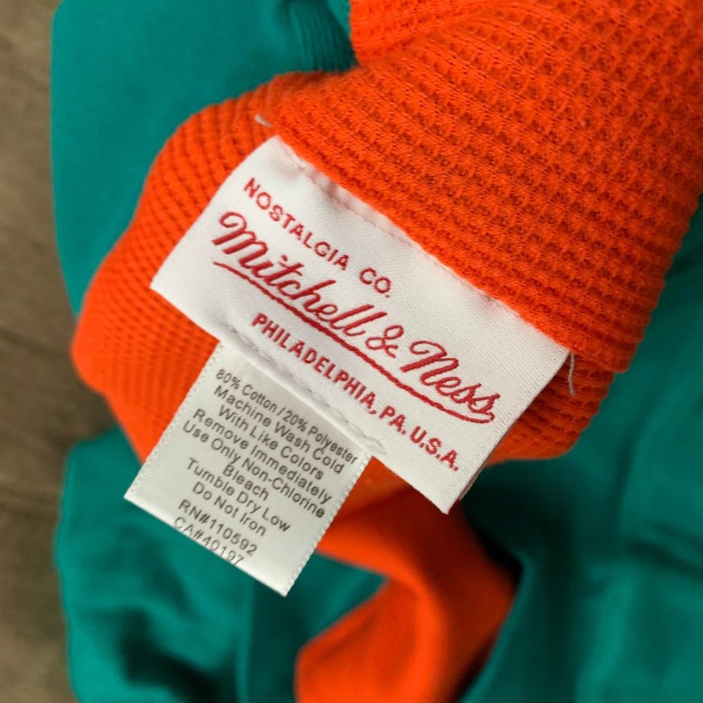 Miami Dolphins NFL Mitchell & Ness Full Zip Teal Hoodie New Men - Picture 7 of 7